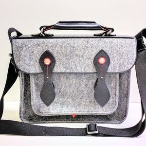 Laptop messenger bag briefcase wool felt leather